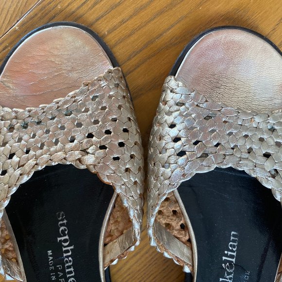Vintage Stephane Kelian Gold Weave Sandals Sz 8 - Picture 3 of 9